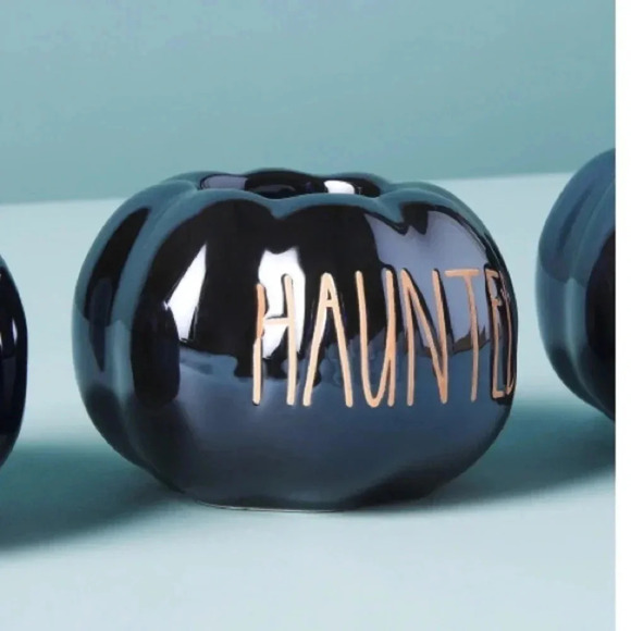 NEW Set of (3) -Rae Dunn BOO/SPOOKY/HAUNTED Fun Pumpkin Shaped Tea Light Holders - Picture 2 of 7